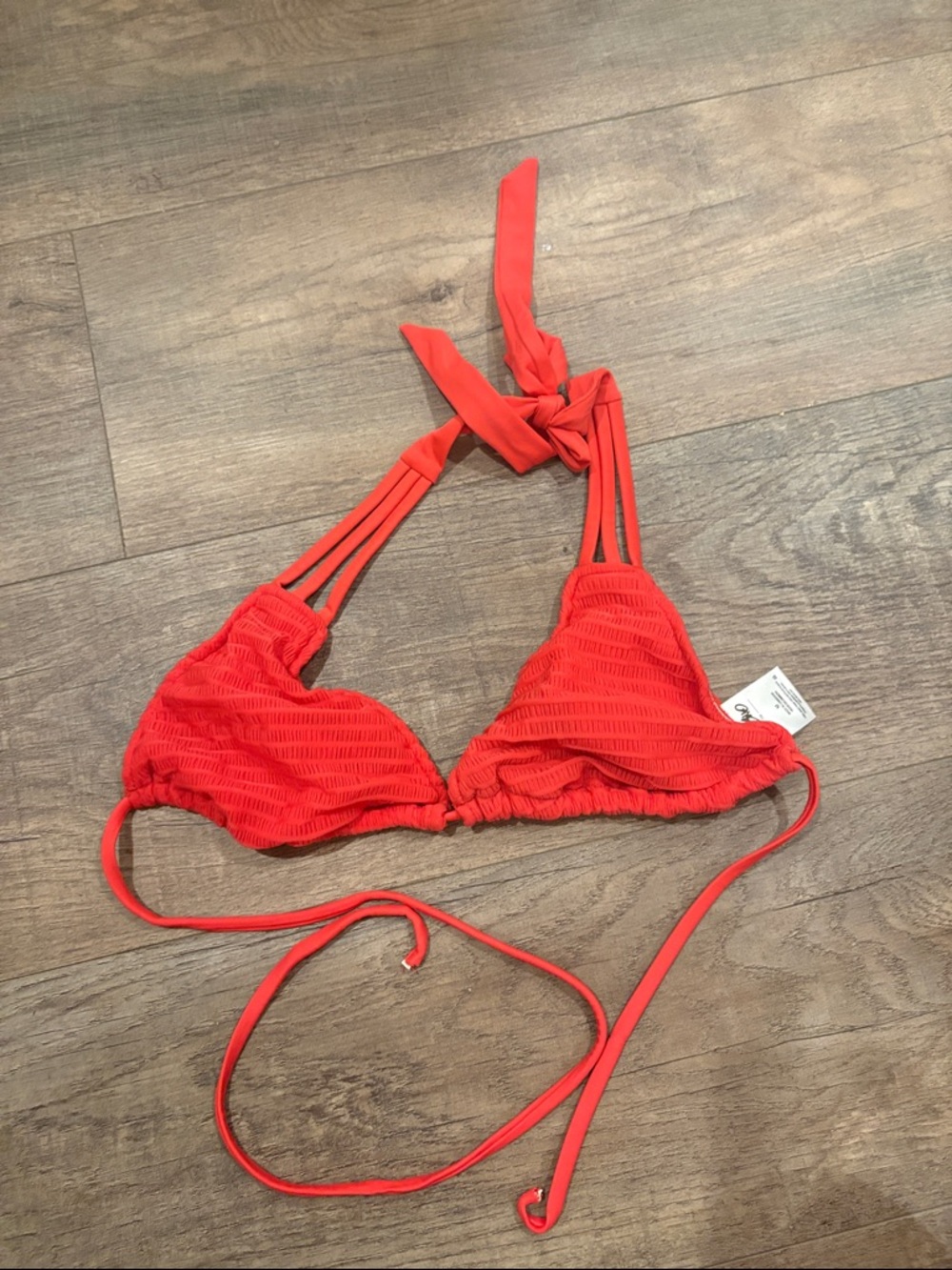 Mossimo Supply Co. Red Textured Triangle Bikini Top